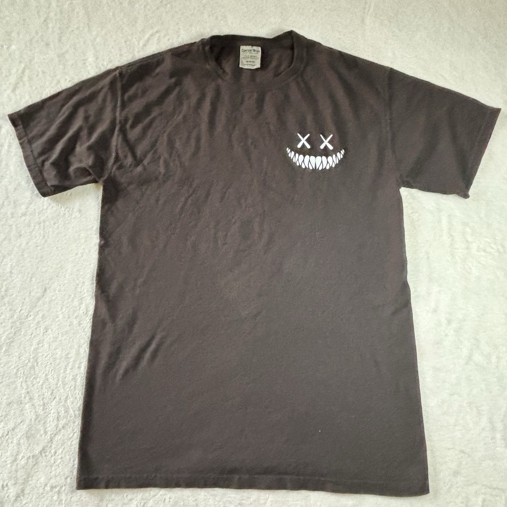 comfort wash t shirt X -Eye Smiley Face  Size M Black Short Sleeve Gothic,scary